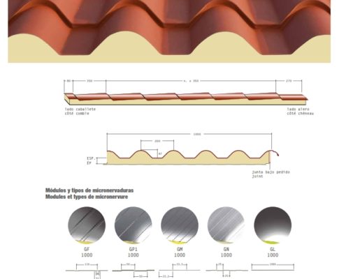 Panel poliuretano imitacion teja
